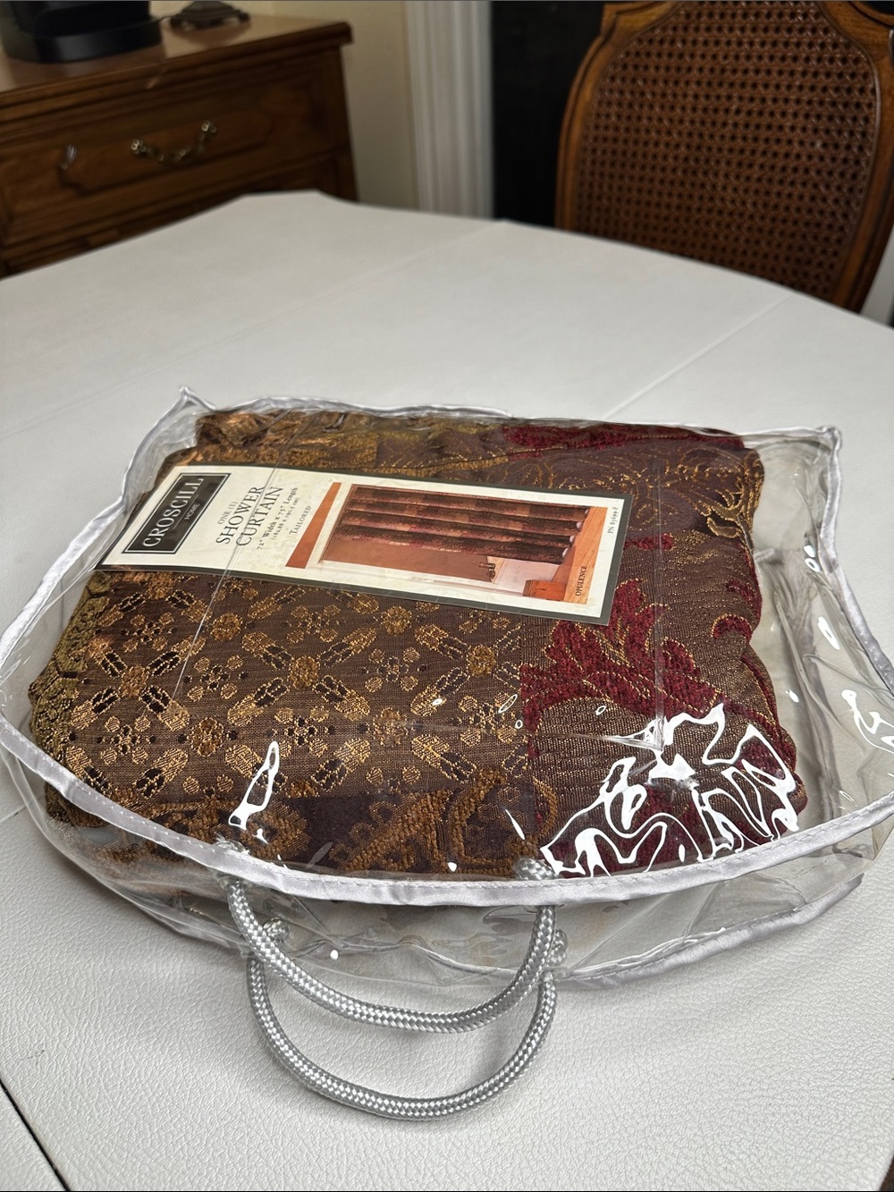 Croscill Home Opulence Jacquard Shower Curtain in Brown & Gold 70”x 72” - Picture 2 of 4